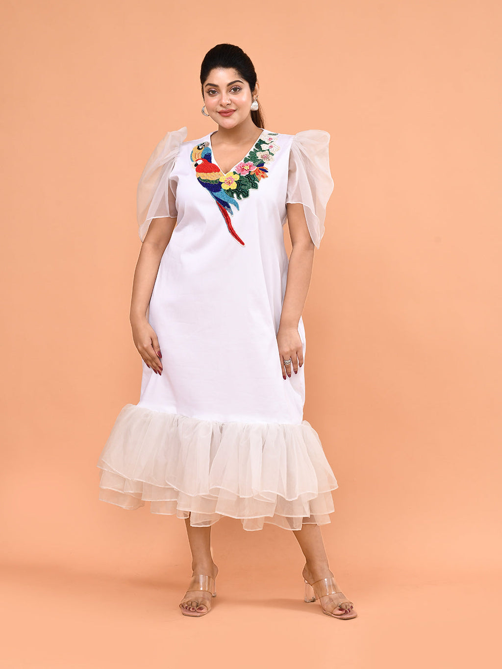 Ivory Parrot Garden Dress