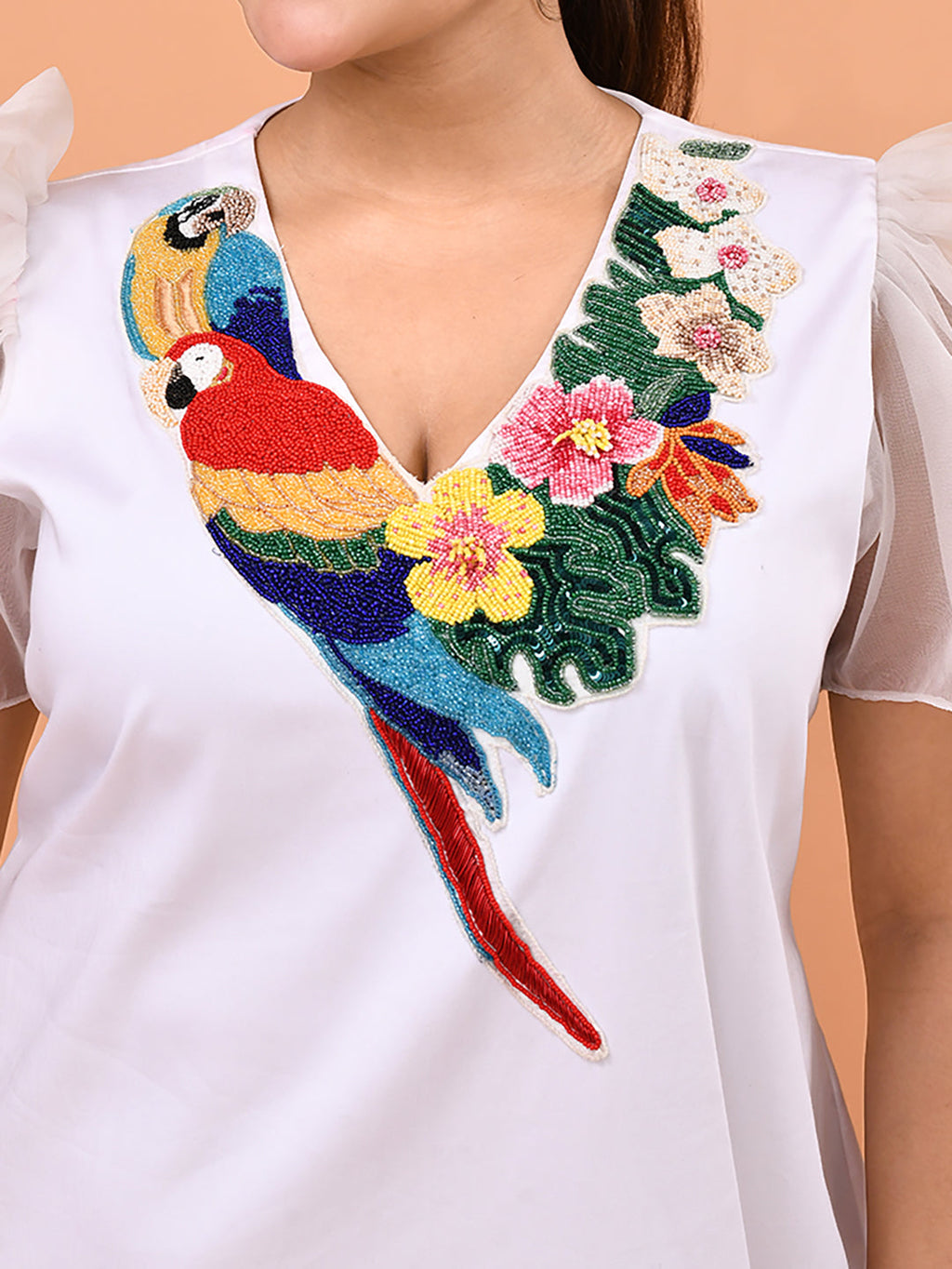 Ivory Parrot Garden Dress