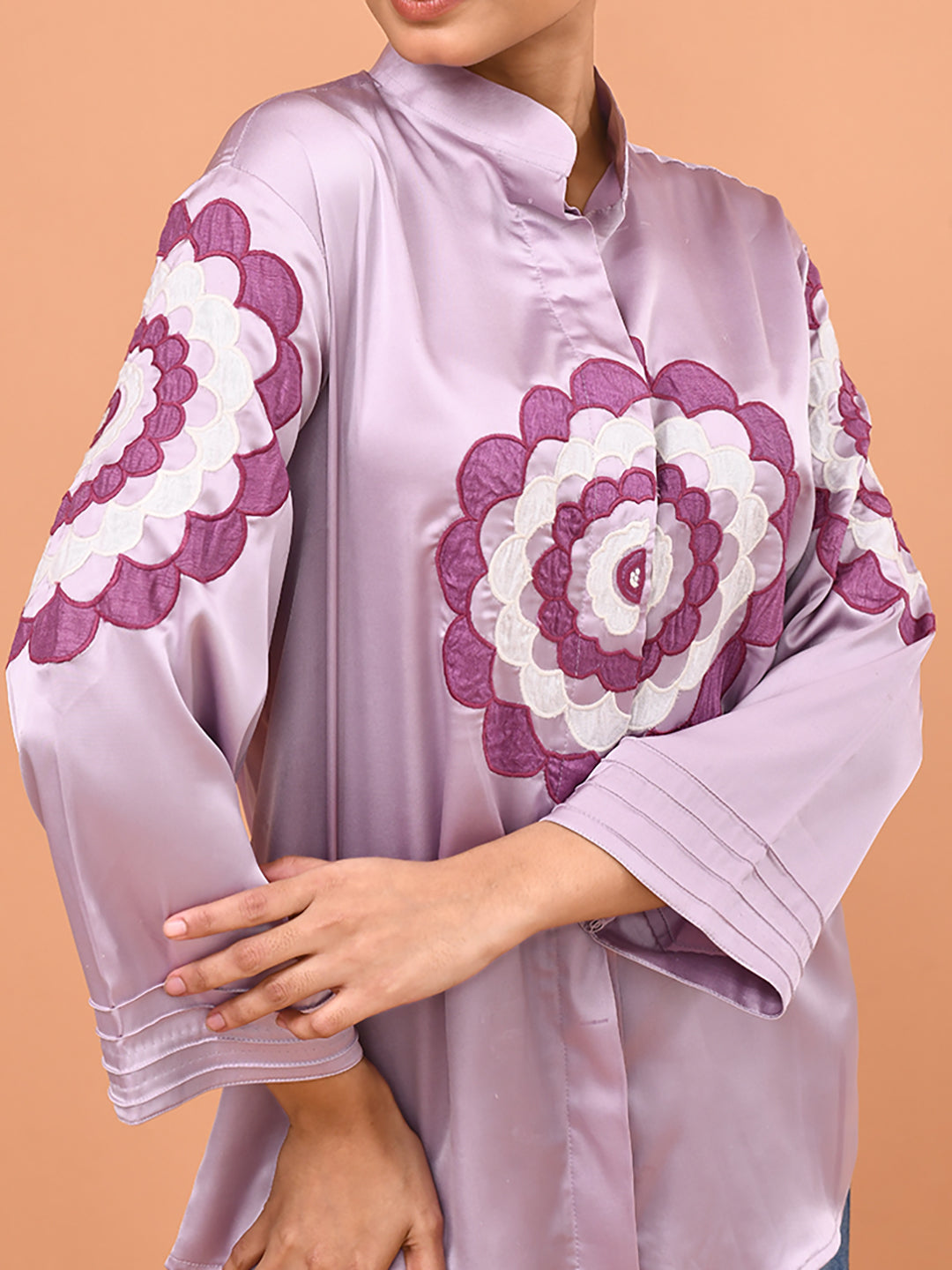 Lavender Bloom Embroidered Shirt