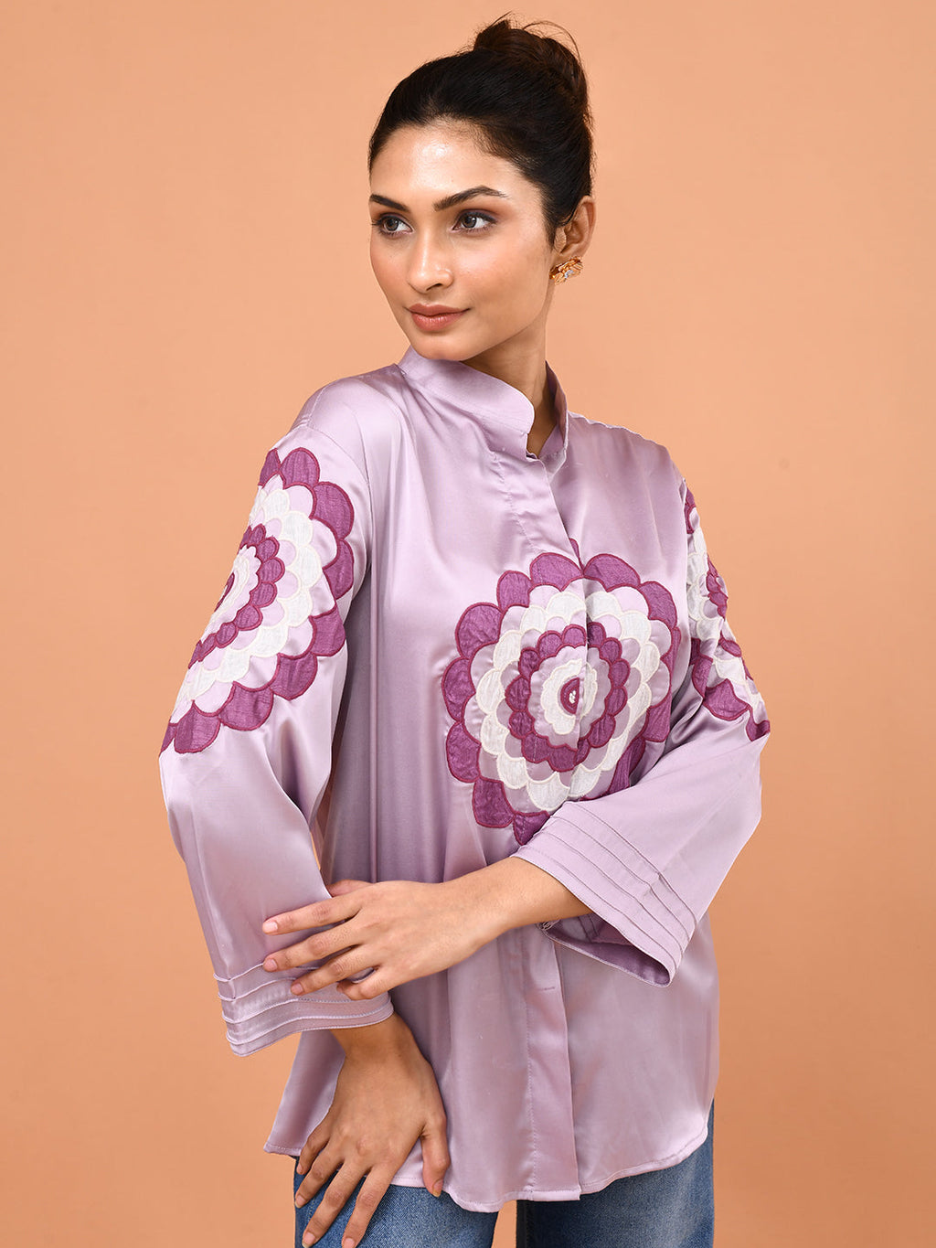 Lavender Bloom Embroidered Shirt