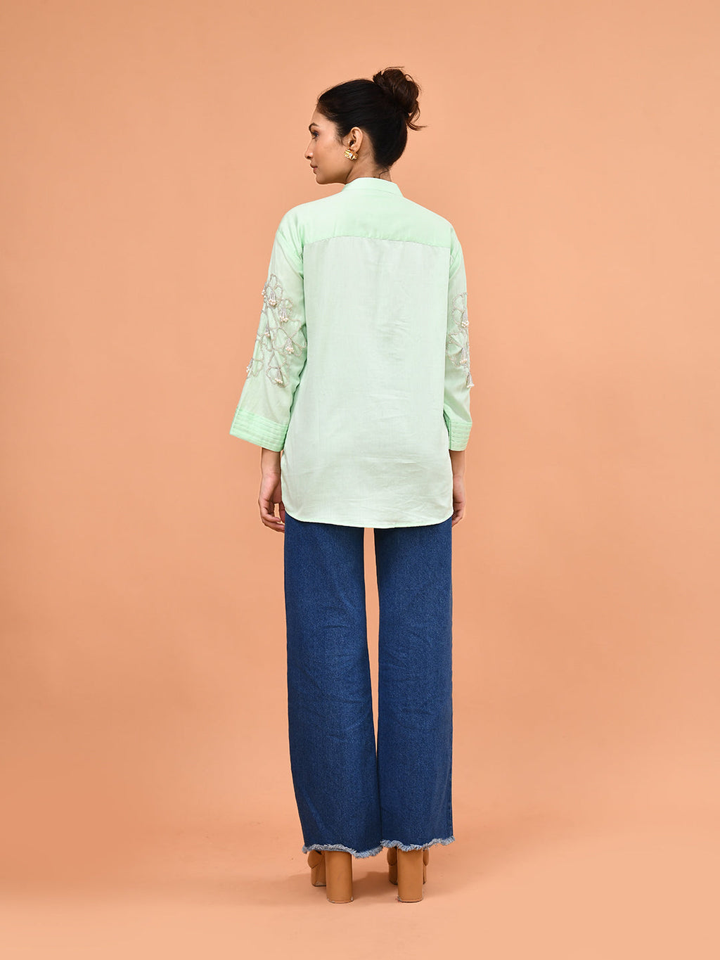 Mint Pearl Embellished Shirt