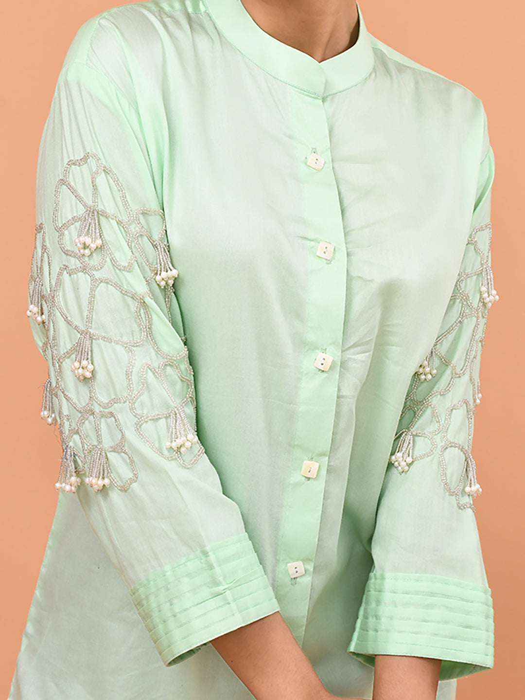 Mint Pearl Embellished Shirt