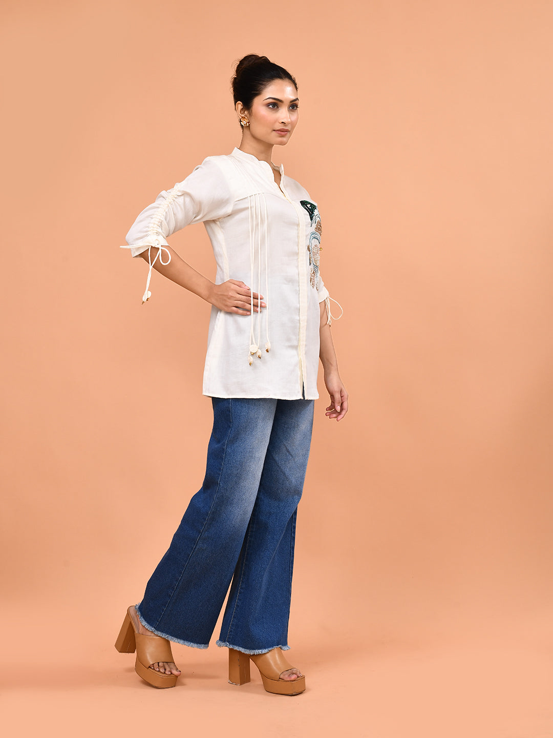 Ivory Bloom Embroidered Shirt